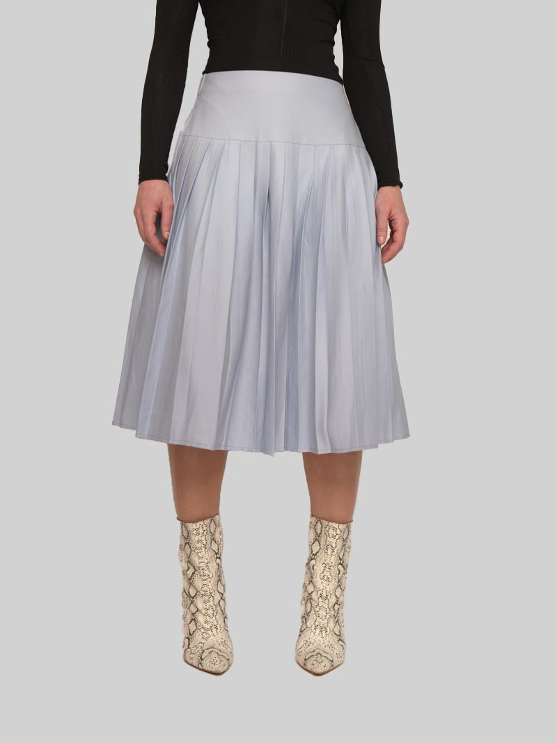 Women’s Modest Pleated Midi Skirt – Soft Blue