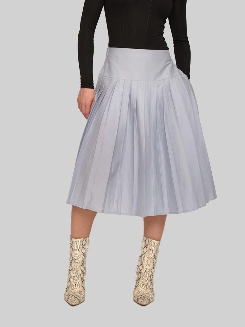 Women’s Modest Pleated Midi Skirt – Soft Blue