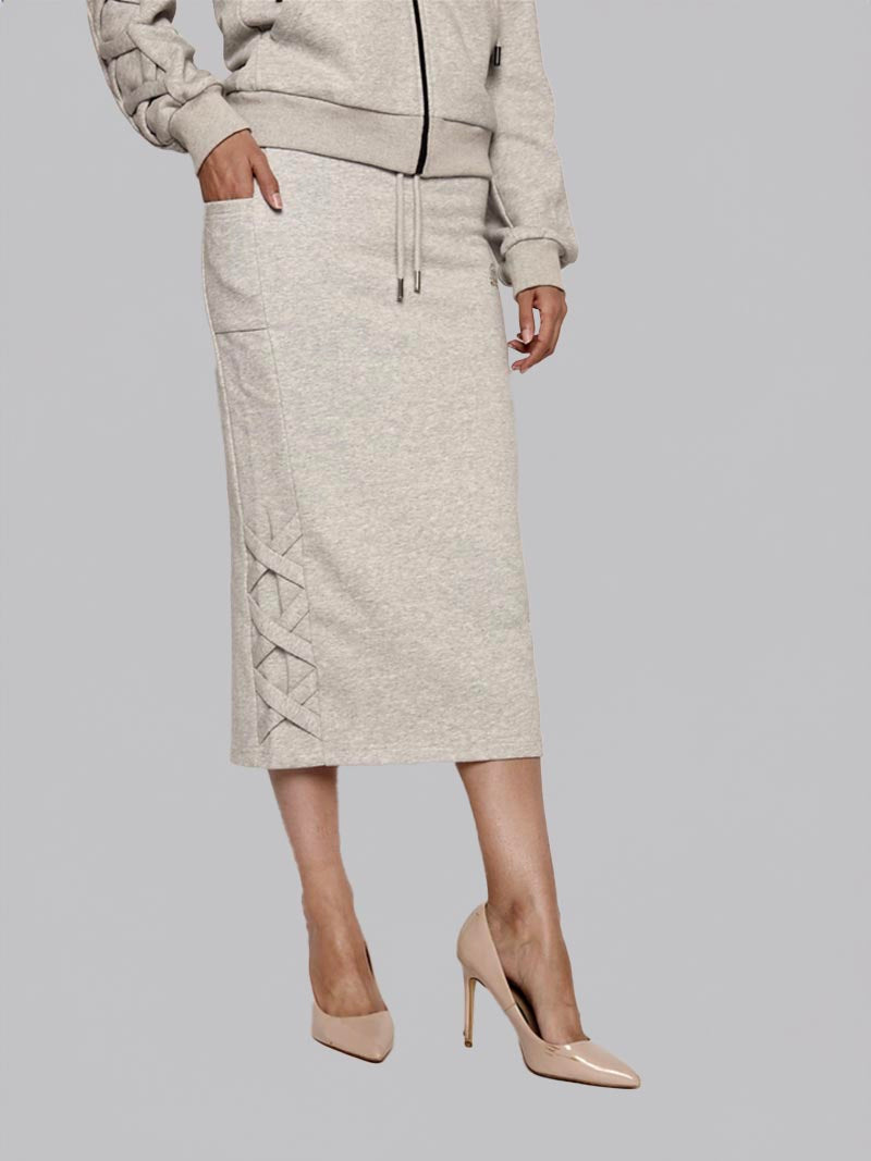 Women’s Lattice Skirt – Modest Everyday Skirt in Heather Grey