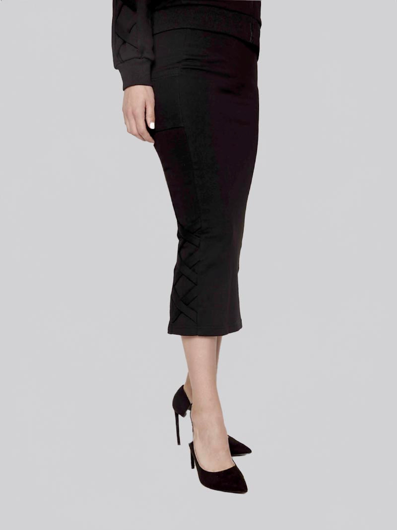 Women’s Lattice Skirt – Modest Everyday Skirt in Black