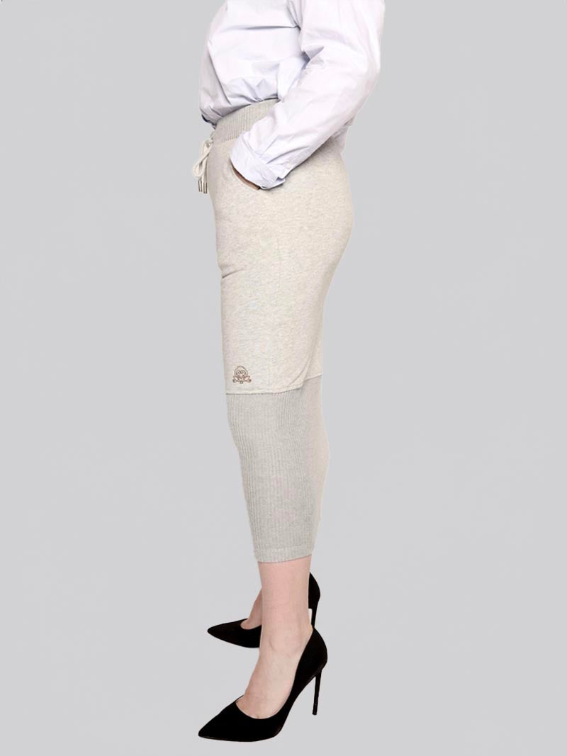 Women’s Rib Panel Maxi Pencil Skirt – Modest Work & Everyday Skirt in Heather Grey