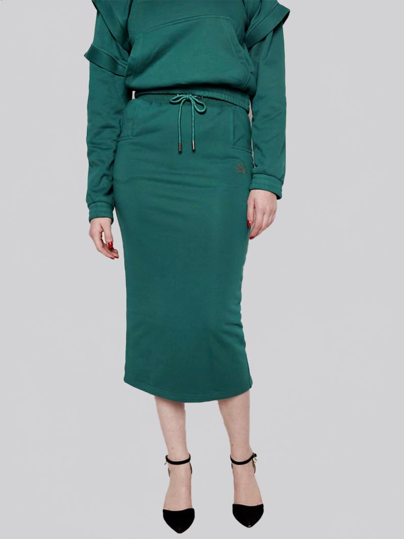 Women’s Square Pocket Maxi Pencil Skirt – Modest Work & Everyday Skirt in Teal Green