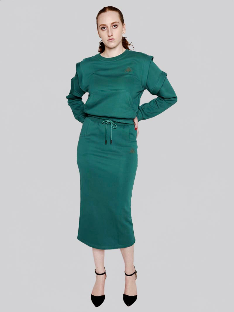 Women’s Square Pocket Maxi Pencil Skirt – Modest Work & Everyday Skirt in Teal Green