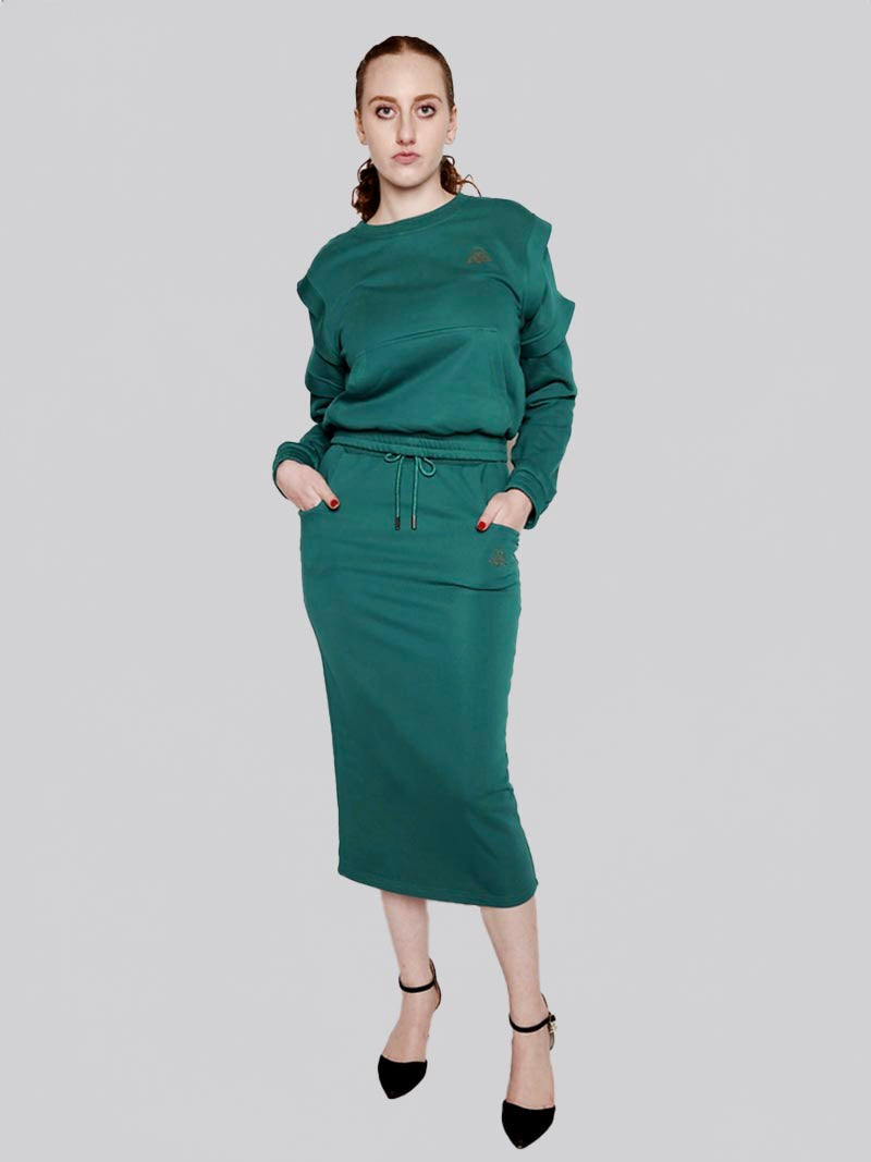 Women’s Square Pocket Maxi Pencil Skirt – Modest Work & Everyday Skirt in Teal Green
