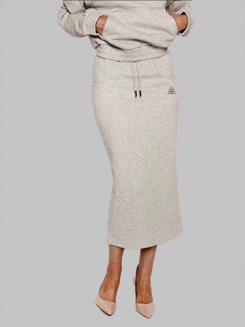 Women’s Square Pocket Maxi Pencil Skirt – Modest Work & Everyday Skirt in Heather Grey
