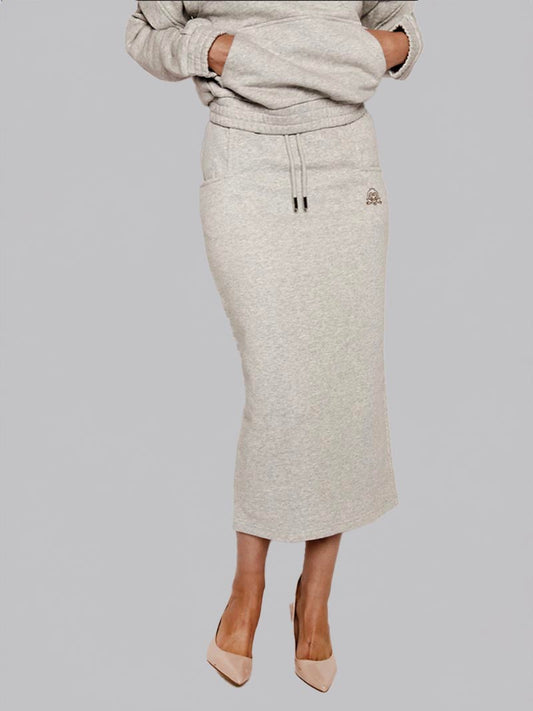 Women’s Square Pocket Maxi Pencil Skirt – Modest Work & Everyday Skirt in Heather Grey