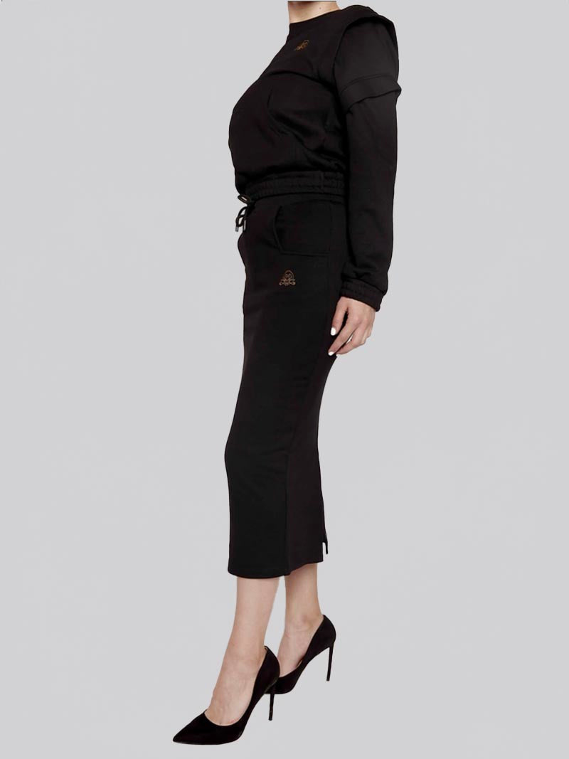 Women’s Square Pocket Maxi Pencil Skirt – Modest Work & Everyday Skirt in Black