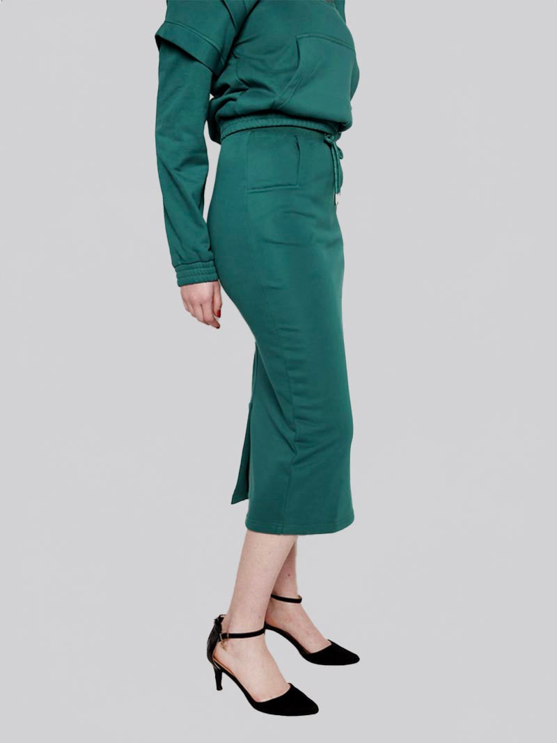 Women’s Square Pocket Maxi Pencil Skirt – Modest Work & Everyday Skirt in Teal Green