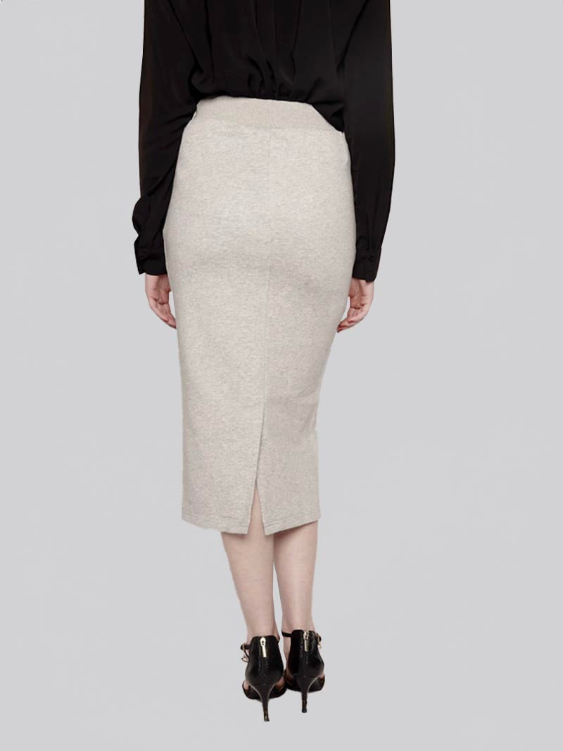 Women’s Zipper Pocket Maxi Pencil Skirt – Modest Work & Everyday Skirt in Heather Grey