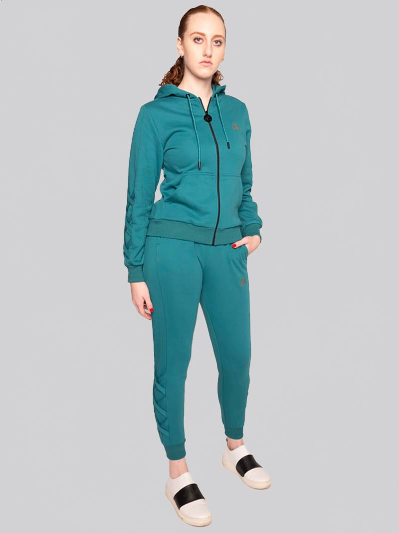 Women’s Lattice Jogger – Athleisure Pant in Teal Green