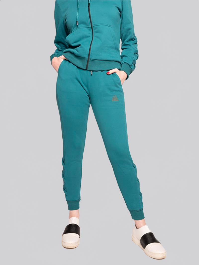 Women’s Lattice Jogger – Athleisure Pant in Teal Green