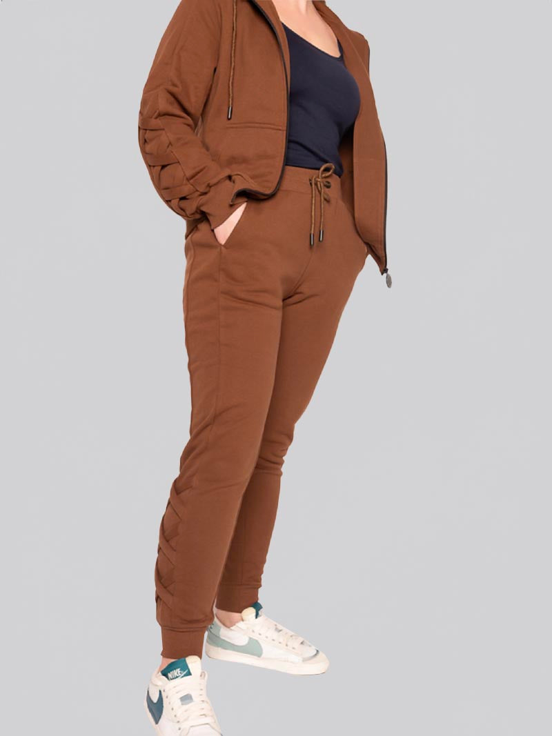 Women’s Lattice Jogger – Athleisure Pant in Chocolate