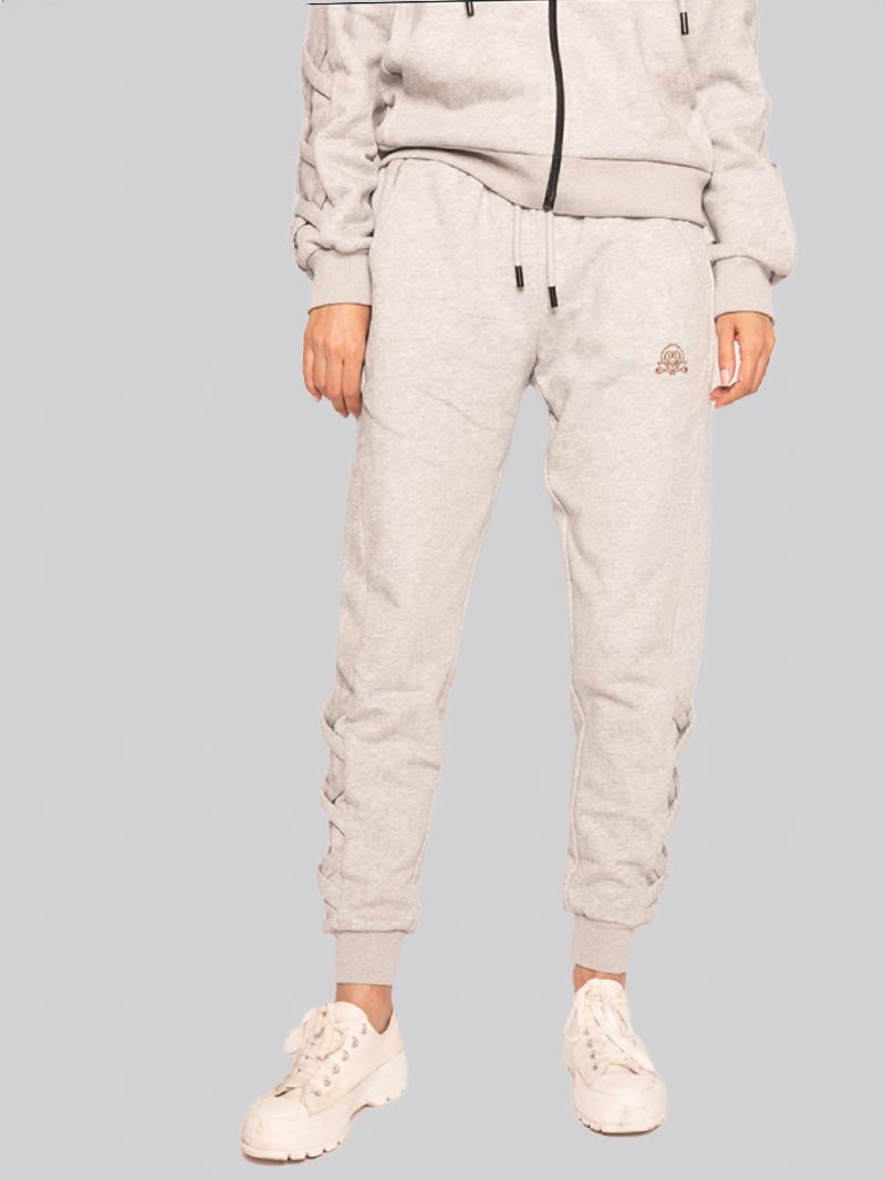 Women’s Lattice Jogger – Athleisure Pant in Heather Grey