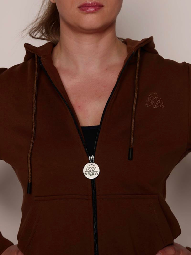 Women’s Lattice Hoodie – Athleisure Jacket in Chocolate