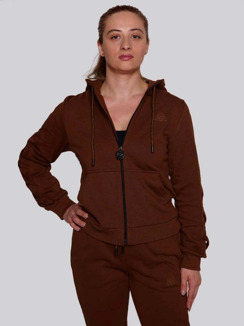 Women’s Lattice Hoodie – Athleisure Jacket in Chocolate