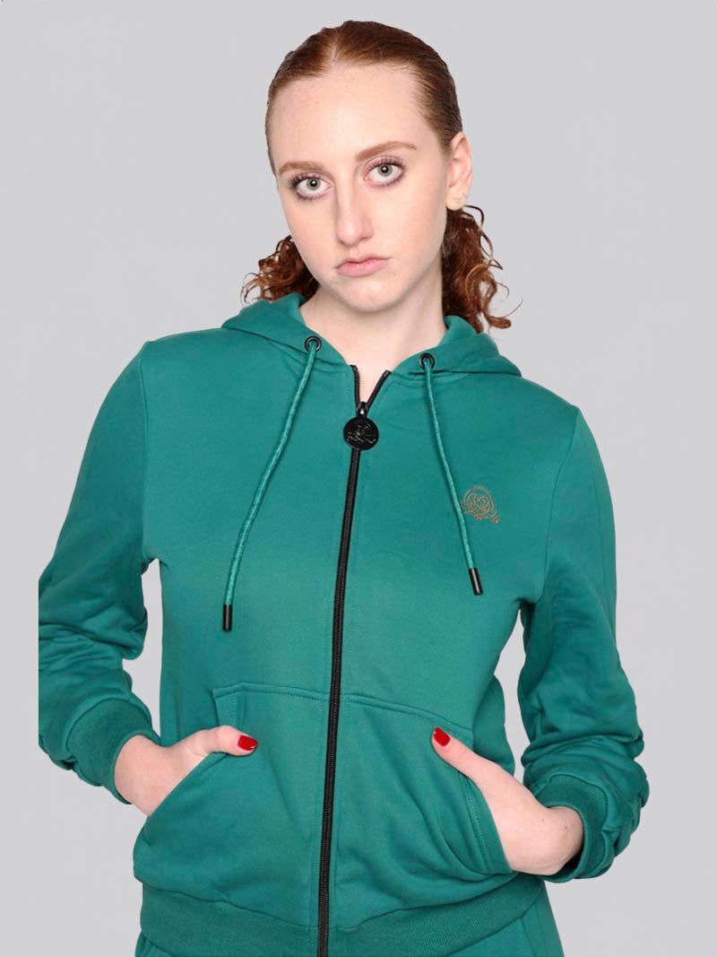 Women’s Lattice Hoodie – Athleisure Jacket in Teal Green