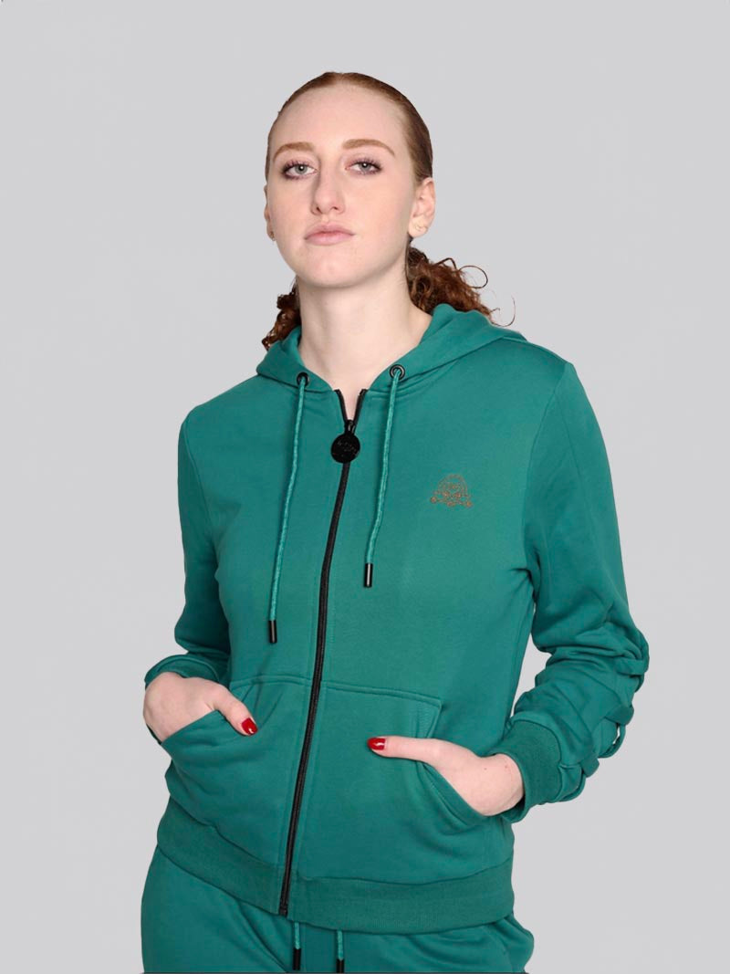 Women’s Lattice Hoodie – Athleisure Jacket in Teal Green