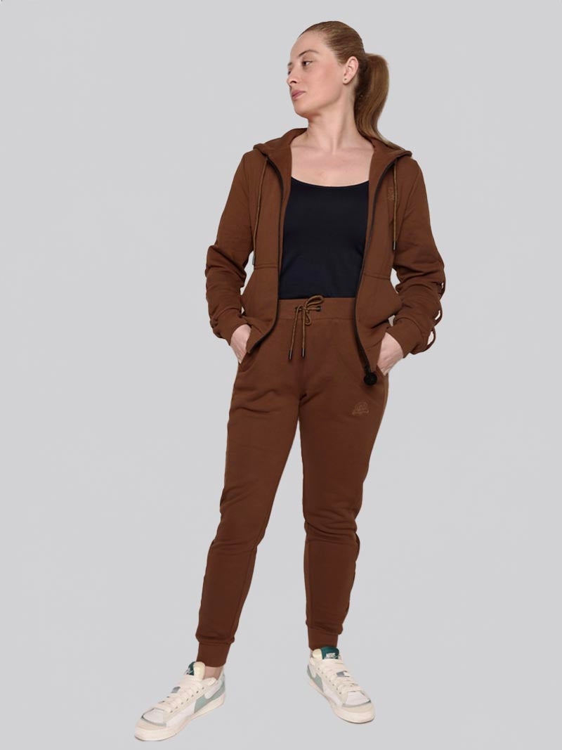Women’s Lattice Hoodie – Athleisure Jacket in Chocolate