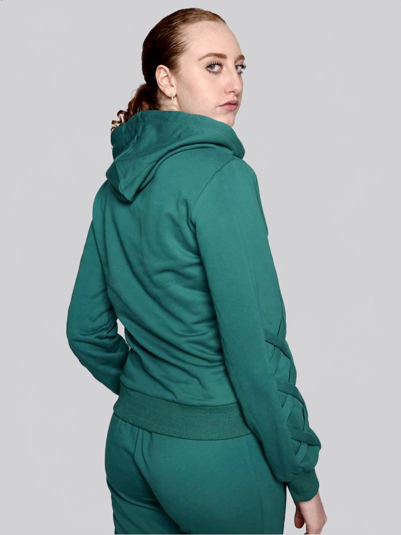 Women’s Lattice Hoodie – Athleisure Jacket in Teal Green