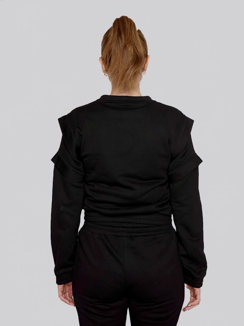 Women’s Crewneck Sweatshirt –  Athleisure Top in Black