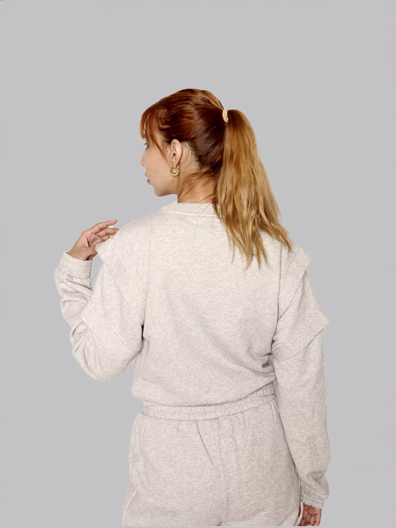 Women’s Crewneck Sweatshirt –  Athleisure Top in Heather Grey