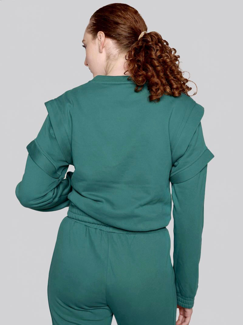 Women’s Crewneck Sweatshirt –  Athleisure Top in Teal Green