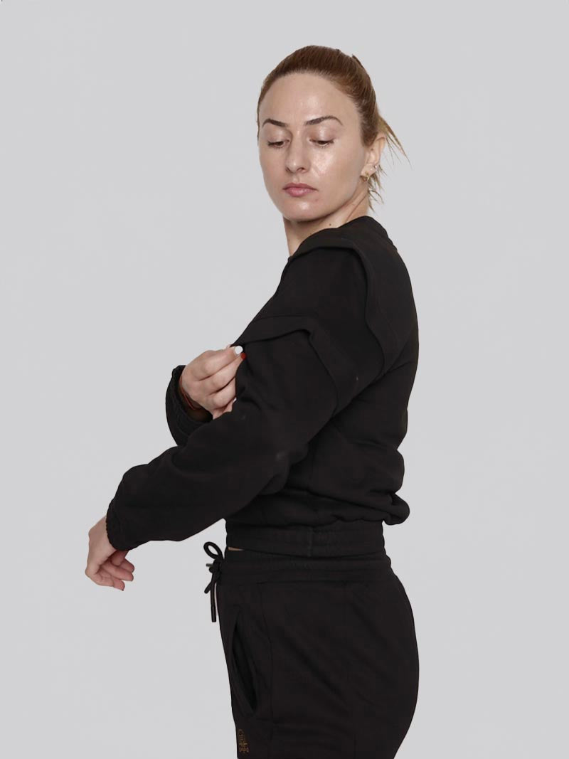 Women’s Crewneck Sweatshirt –  Athleisure Top in Black