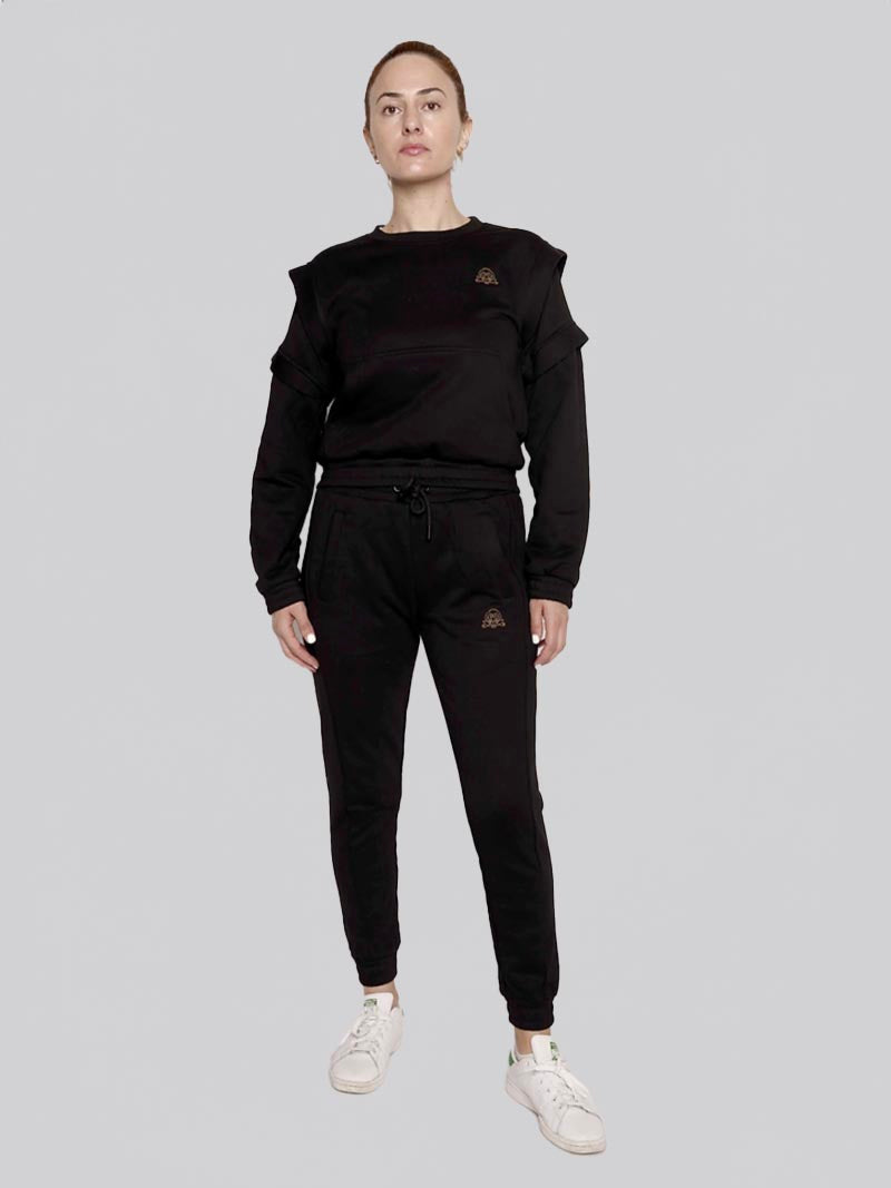 Women’s Crewneck Sweatshirt –  Athleisure Top in Black