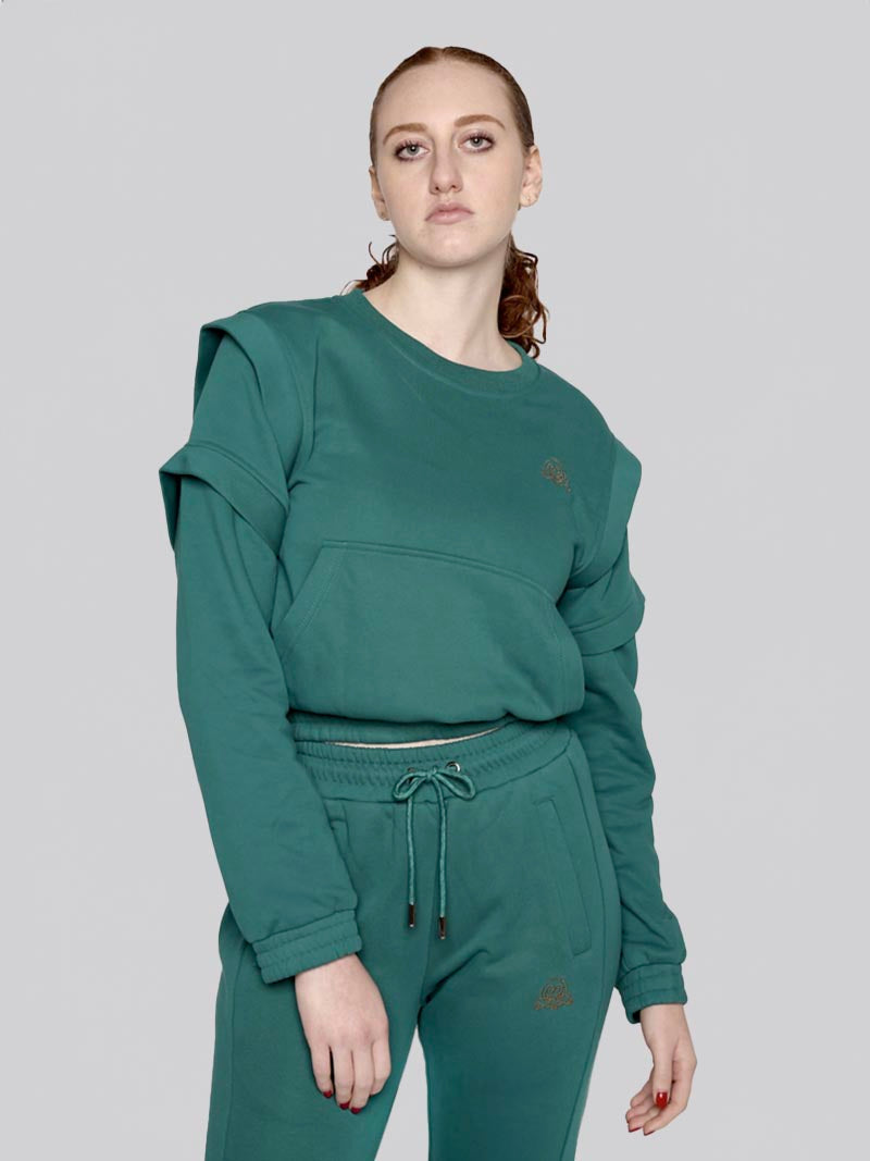 Women’s Crewneck Sweatshirt –  Athleisure Top in Teal Green