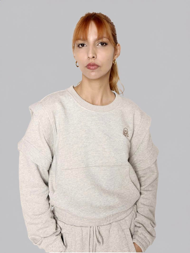 Women’s Crewneck Sweatshirt –  Athleisure Top in Heather Grey