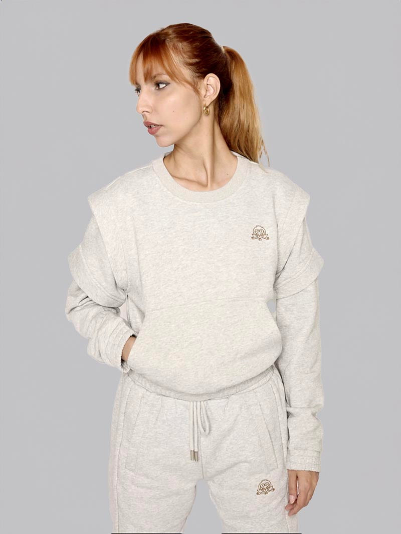 Women’s Crewneck Sweatshirt –  Athleisure Top in Heather Grey