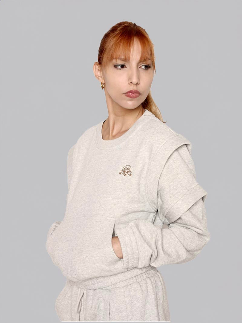Women’s Crewneck Sweatshirt –  Athleisure Top in Heather Grey