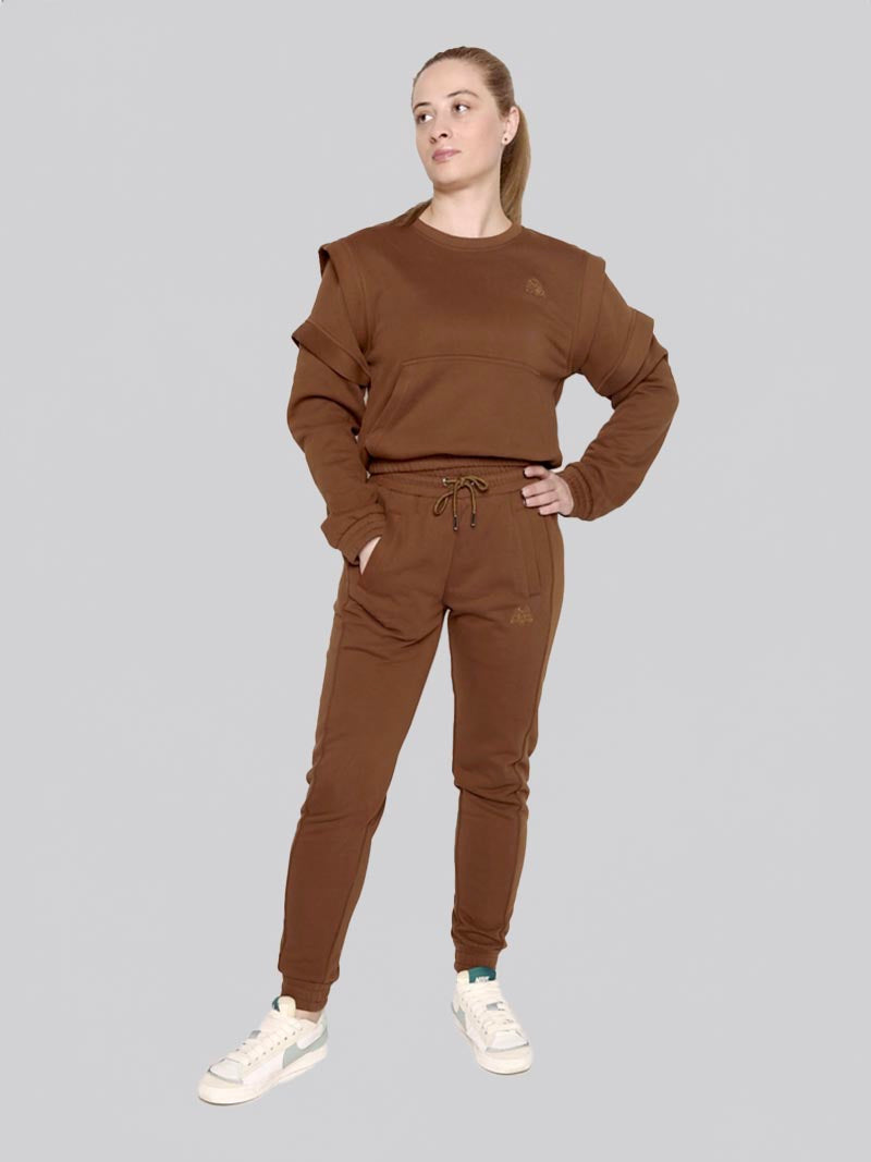 Women’s Crewneck Sweatshirt –  Athleisure Top in Chocolate