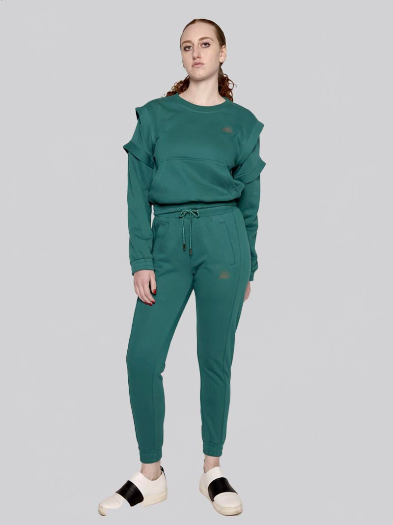 Women’s Crewneck Sweatshirt –  Athleisure Top in Teal Green