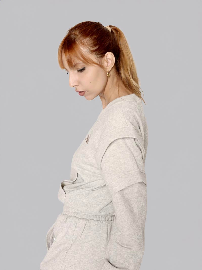 Women’s Crewneck Sweatshirt –  Athleisure Top in Heather Grey