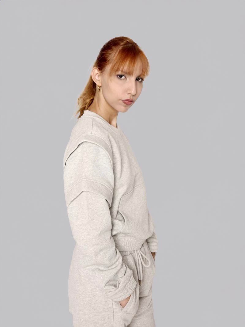 Women’s Crewneck Sweatshirt –  Athleisure Top in Heather Grey