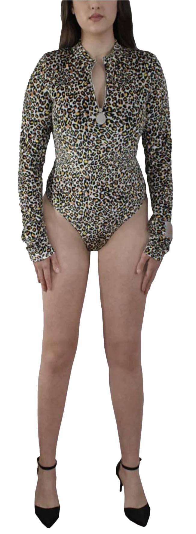 Women’s Long Sleeve Cheetah Print Bodysuit